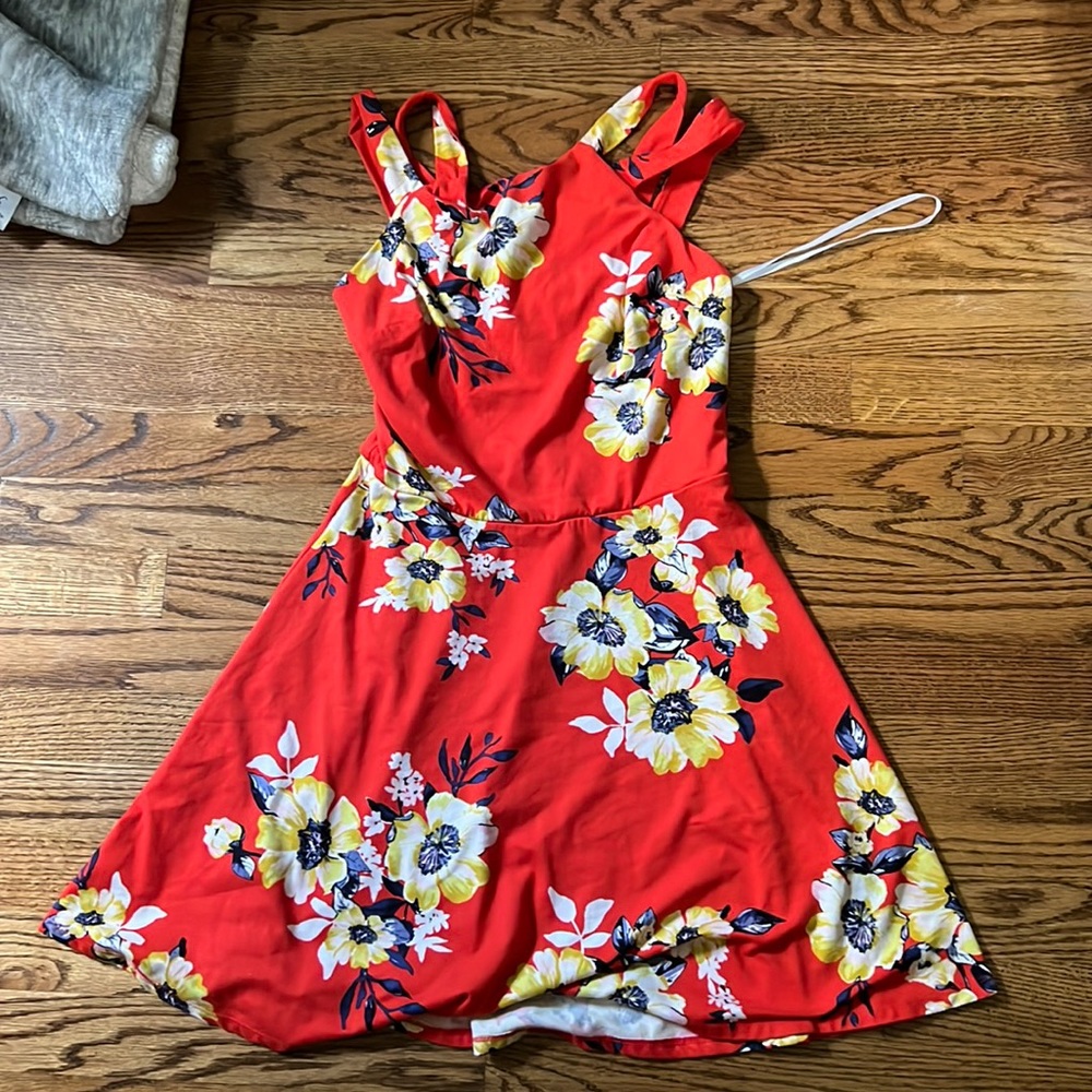 Orange floral dress